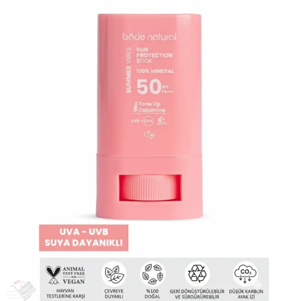 Bade Natural 50 SPF Ton Eşitleyici ve Cilt Aydınlatıcı Pembe Yüksek Korumalı Güneş Koruyucu Stick