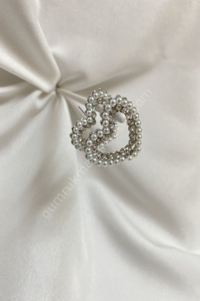 Gümüş Kaplama Kalp Figürlü Kadın Küpe