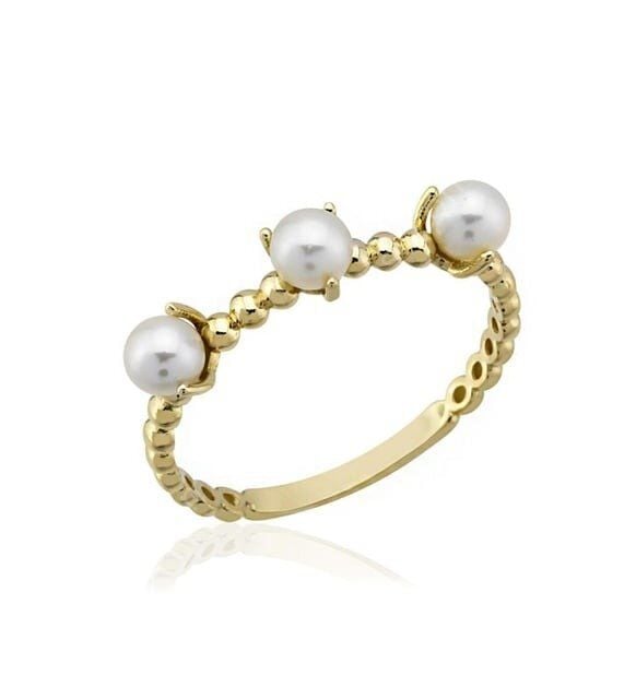 İncili Altın Renk Yüzük