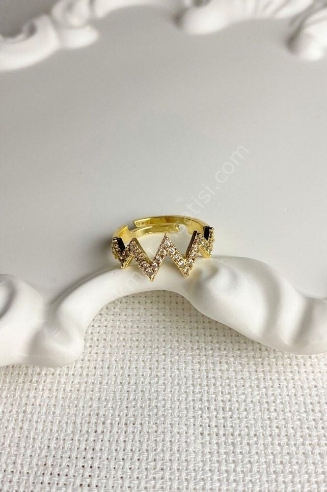 Zirkon Taş Zigzak Model Ayarlanabilir Yüzük