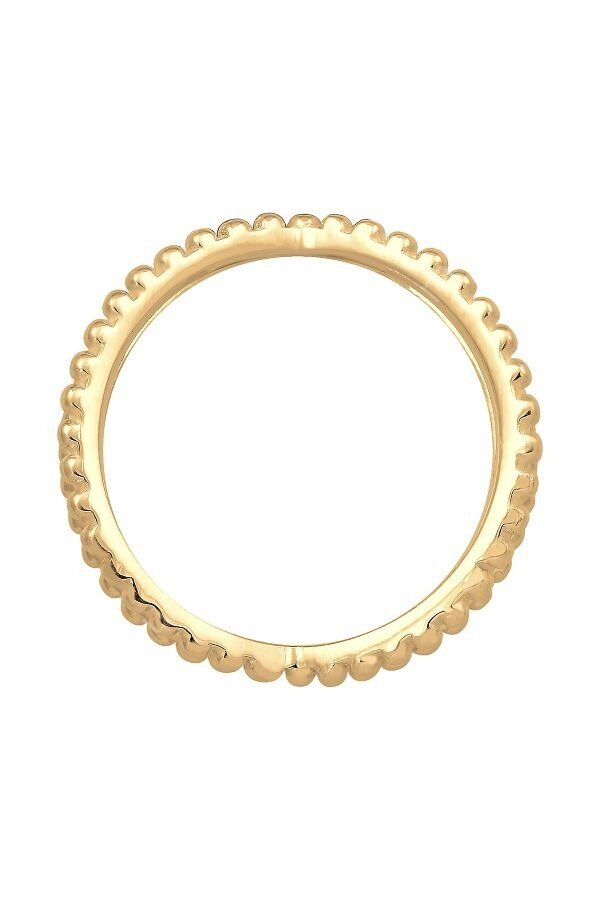 Altın Renkli Kabartmalı Bombeli Kenarlı Minimal Yüzük