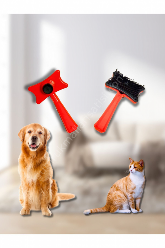 Otomatik Temizlenen Tuşlu Fırça Kedi Köpek Tarama Tüy Temizleme