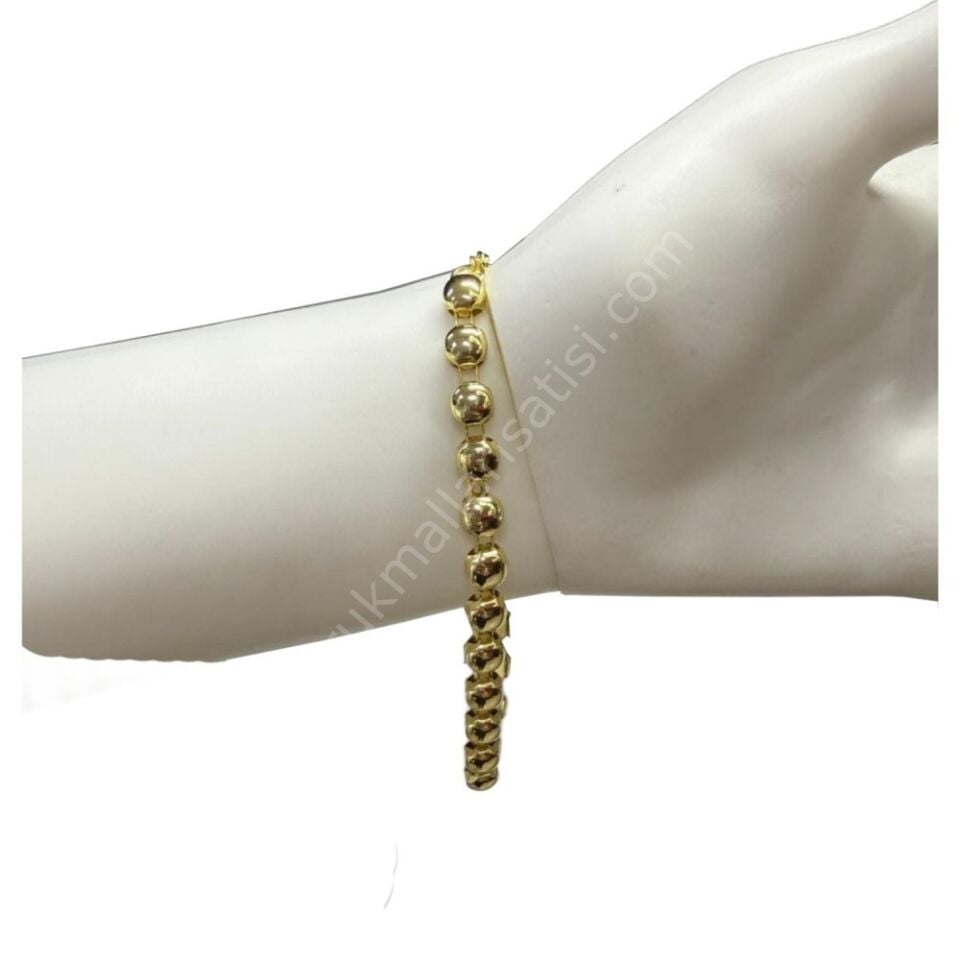 Altın Kaplama Yuvarlak Desenli Bileklik