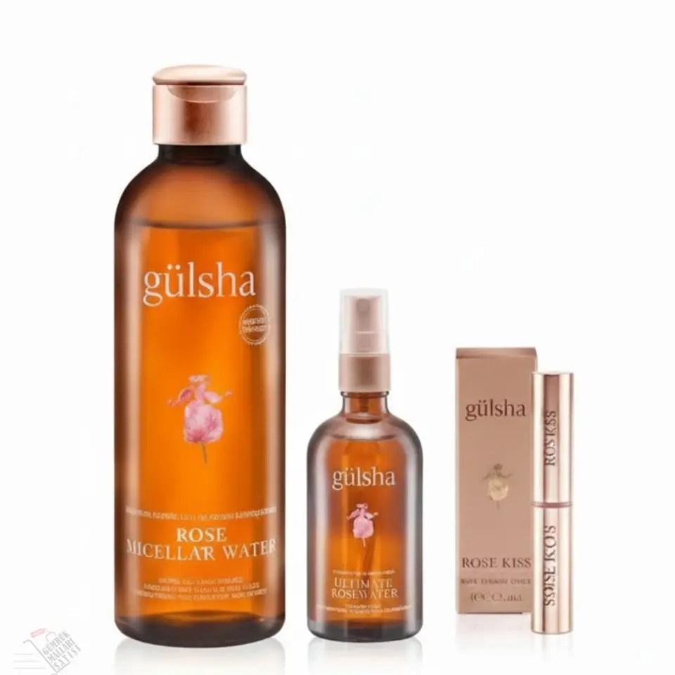Gülsha Gül Misel Suyu+Tam Gül Suyu+Güllü Dudak Bakımı+Renkli Dudak Balmı