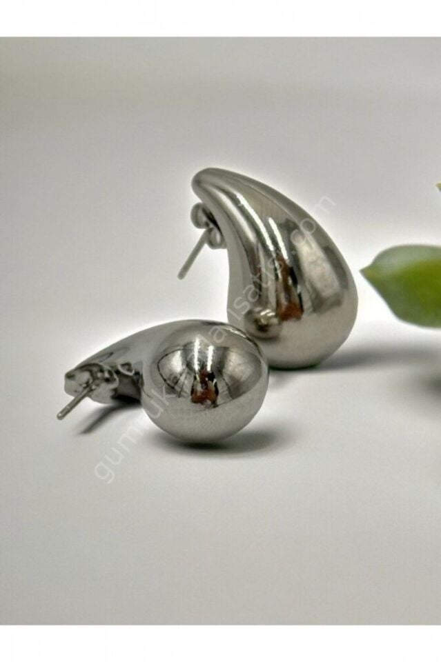 Tombul Gümüş Çelik Küpe