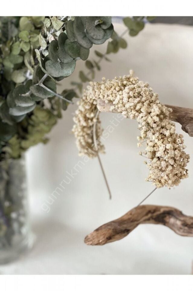Beyaz Cipso Taç - Lohusa Tacı - Gelin Tacı - Kuru Çiçek Taç