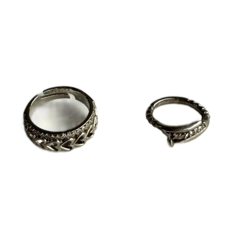 Gümüş Renk Kaplamalı Taşlı 2 li Yüzük