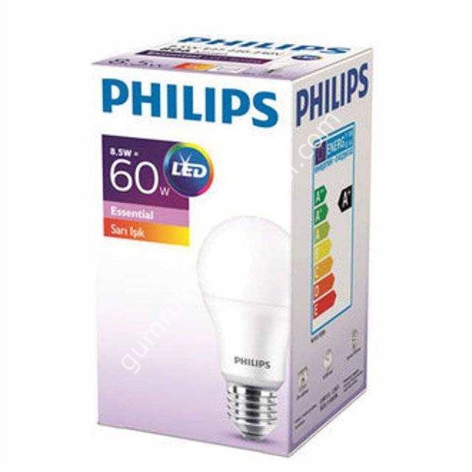 Philips 8.5W 60W Essential Sarı Işık LED Ampul