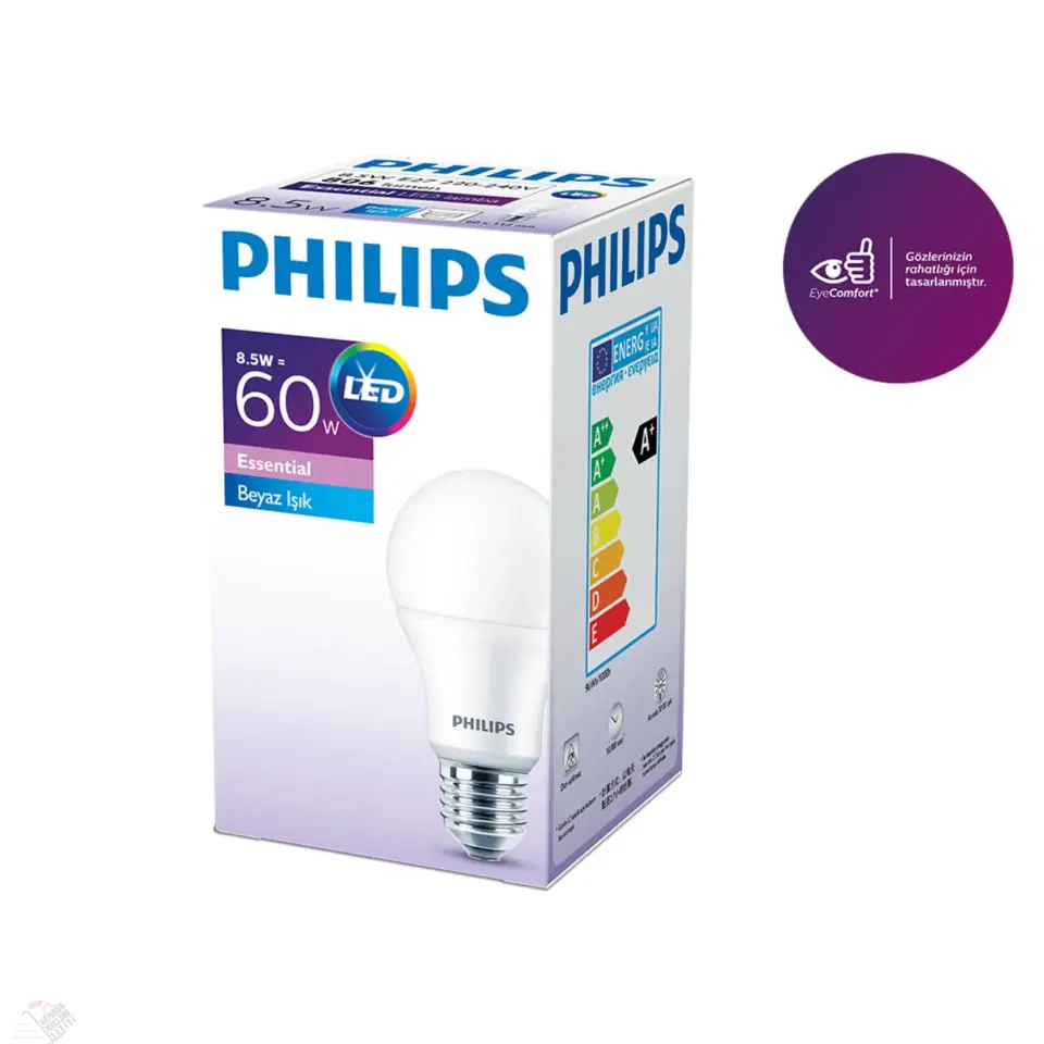 Philips 8.5W 60W Essential Sarı Işık LED Ampul