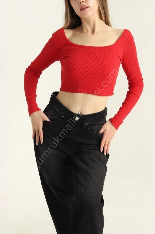 Kırmızı Fitilli Likralı Bluz