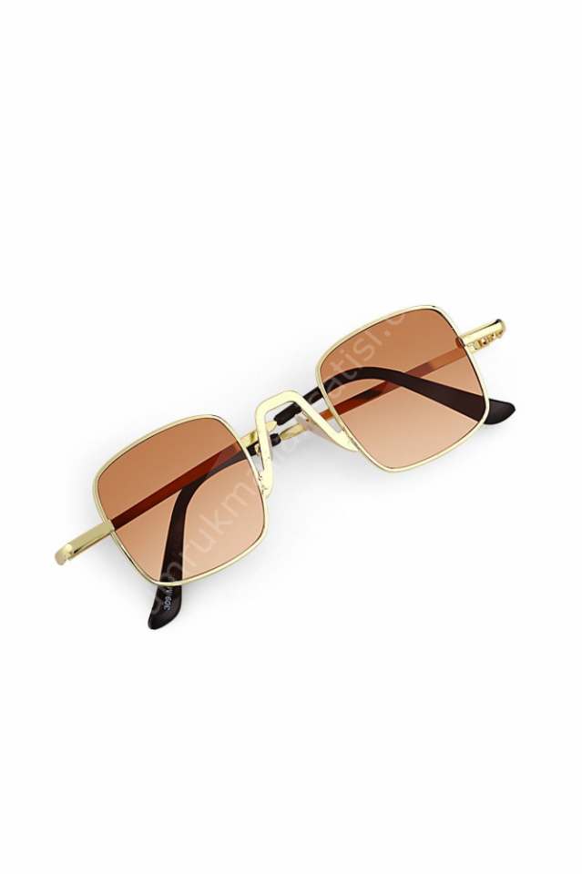 Gold Metal Çerçeve Kare Retro Tasarım Kadın Güneş Gözlüğü