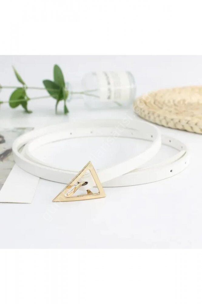 Üçgen Tokalı Bağlamalı Vintage Beyaz Gömlek,Elbise,Pantolon Kemeri