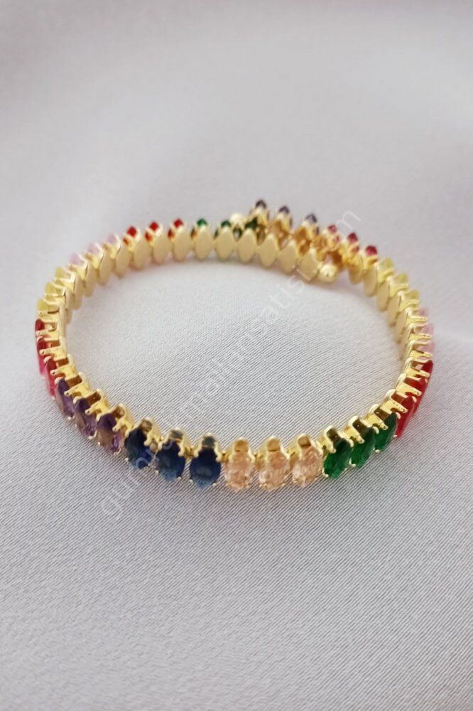 Çelik renkli taşlı bileklik