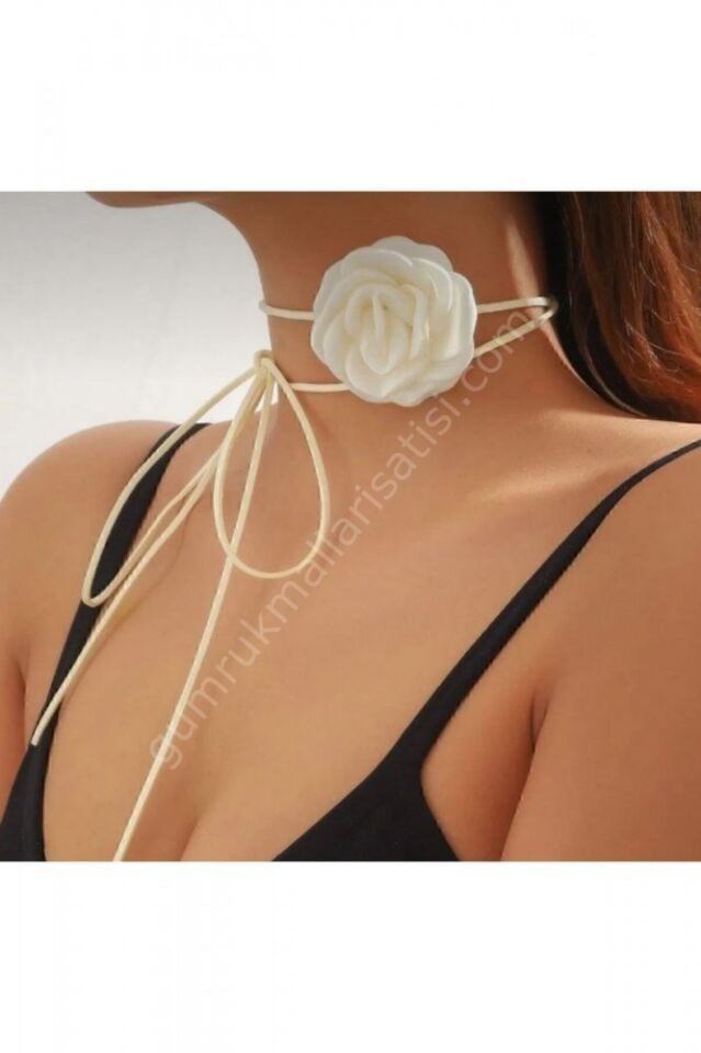 Atelier by Ece Gül Detay Boyun Aksesuar Saten Choker Kolye