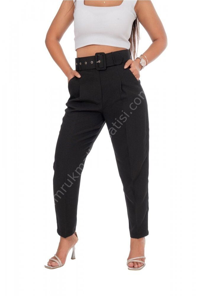 Kaplama Kemerli Pantolon