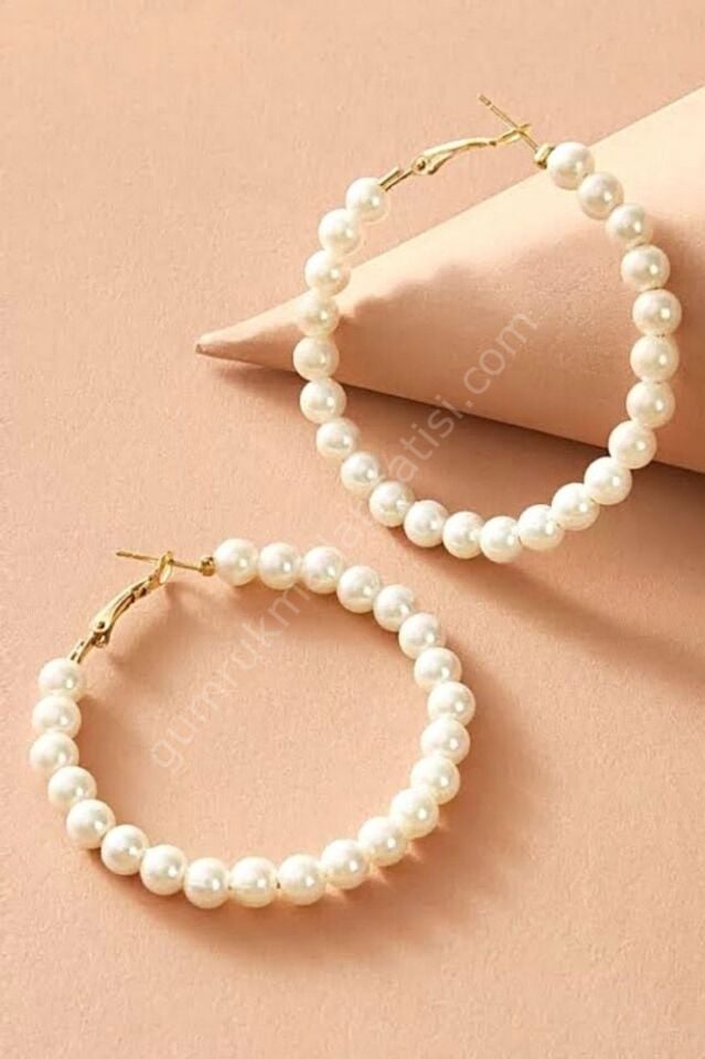 PETEK AKSESUAR İnci Büyük Halka Küpe