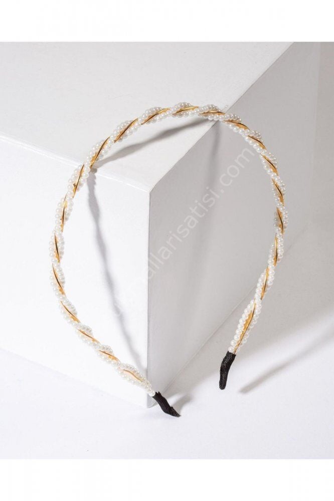 Modernist Gold Burgu Model İncili Taç