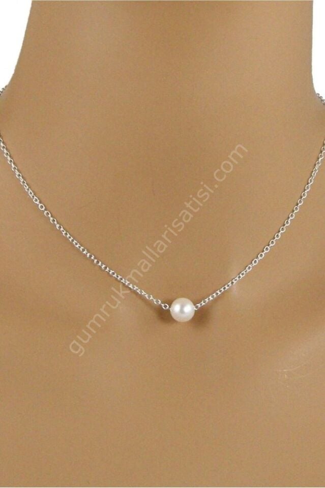 Paslanmaz Çelik Zincirli Boncuklu İnci Kolye