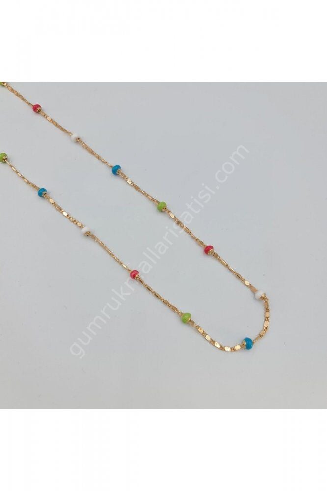 Renkli Dorikalı Zincirli Kadın Kolye