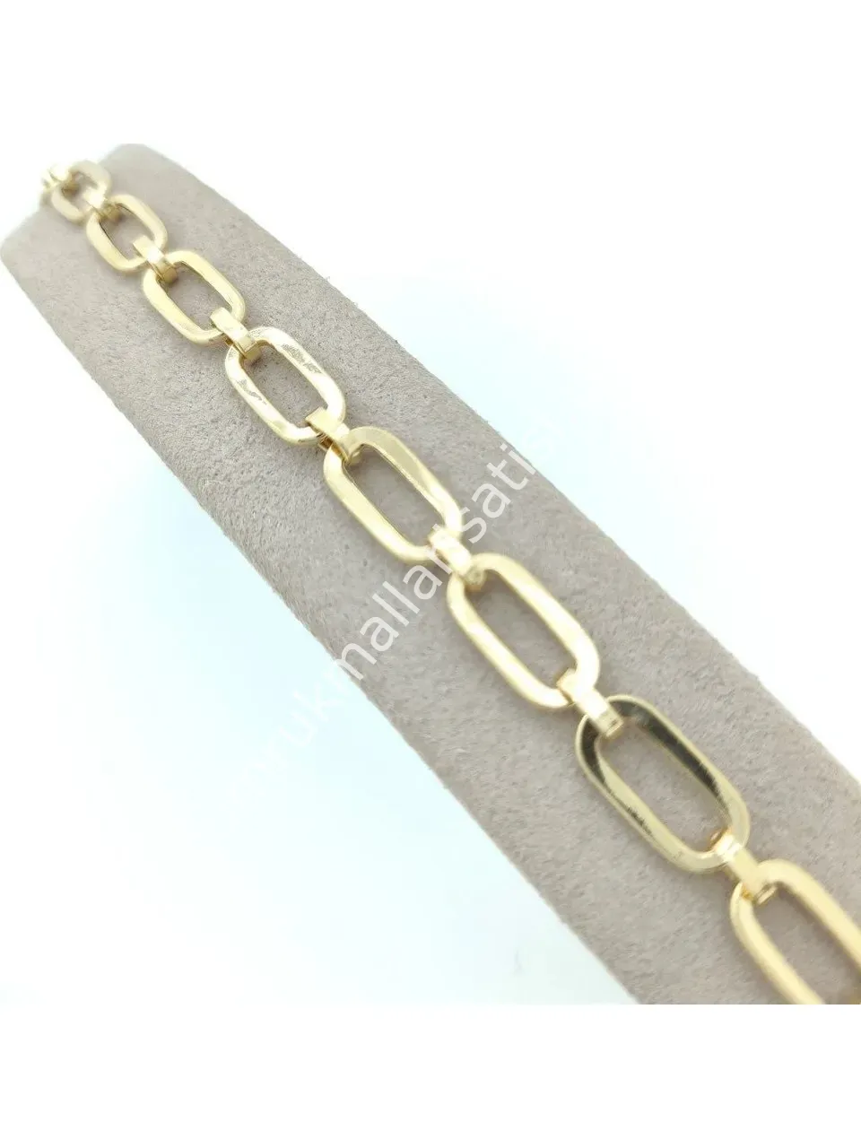 Gold Kaplamalı Yassı Halka Zincir Bileklik