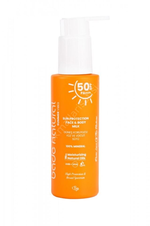 Bade Natural 50 SPF Güneş Koruyucu Yüz ve Vücut Sütü 100 Ml