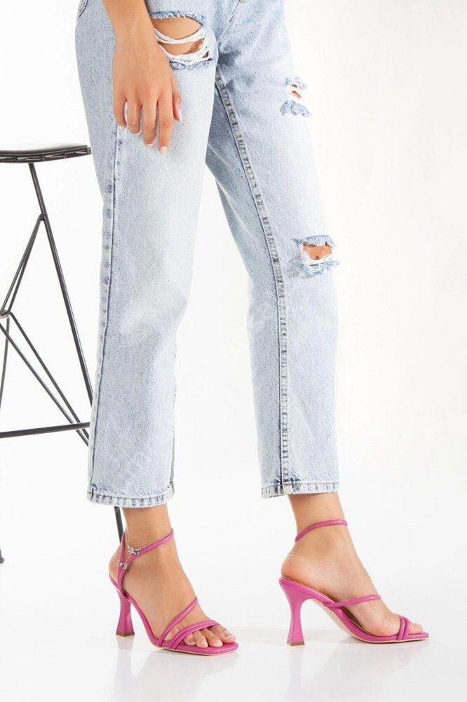 Ulusoy Shoes Yazlık Fuşya Suni Deri Topuklu Ayakkabı