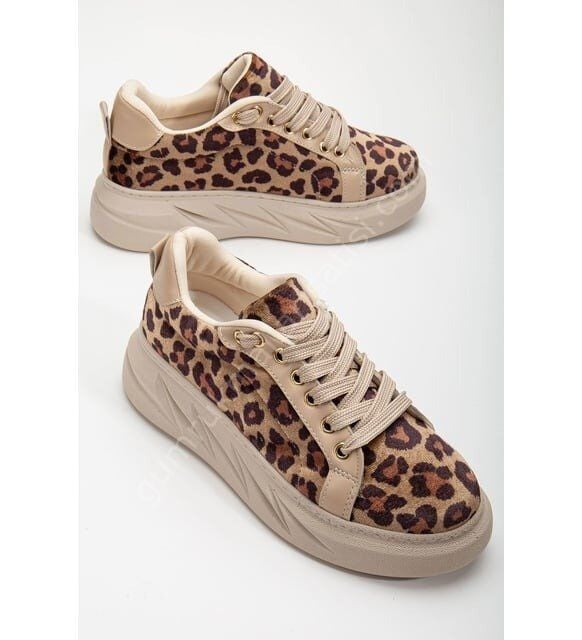 Nerina Leopar Kadife Kalın Tabanlı Gold Detaylı Sneakers