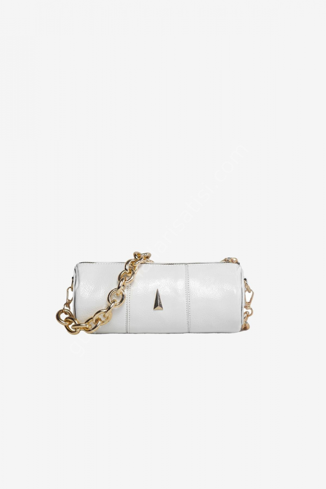 Marseptun Ruby Zincir Askı Detaylı Beyaz Dokulu Çanta