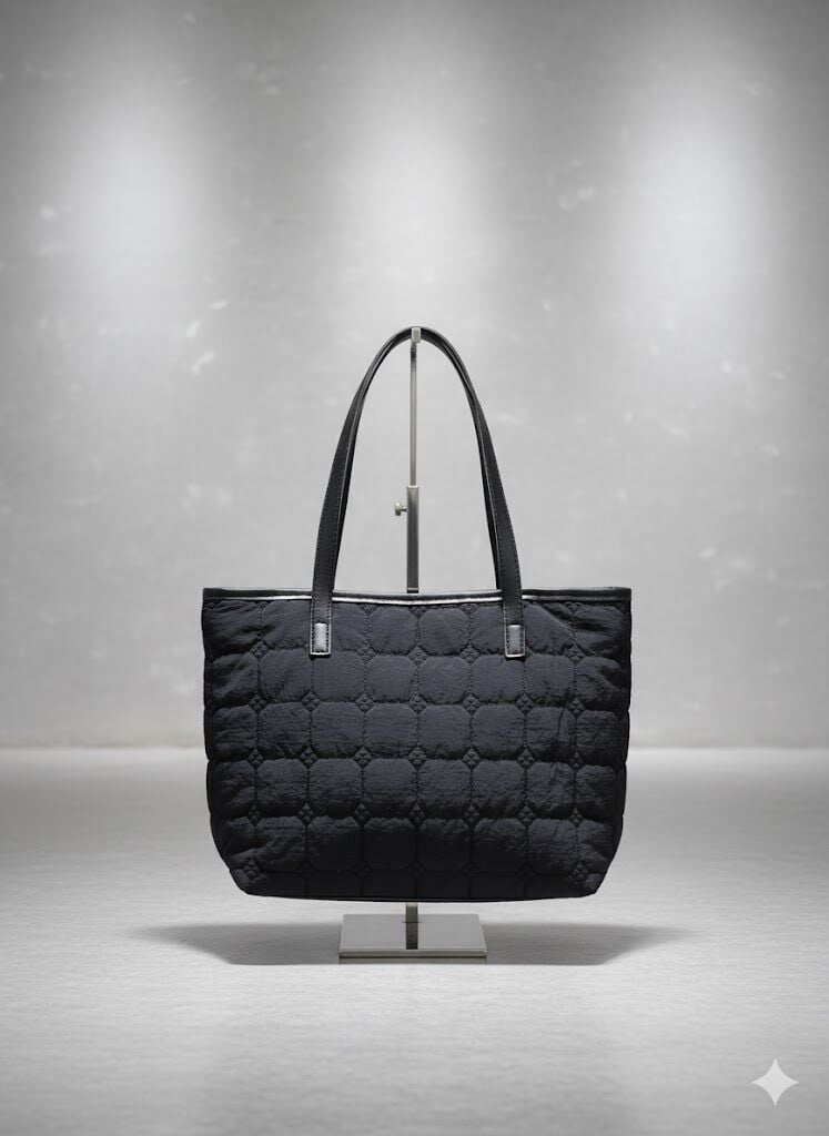 Kapitone Desenli Siyah Kadın Omuz Çantası