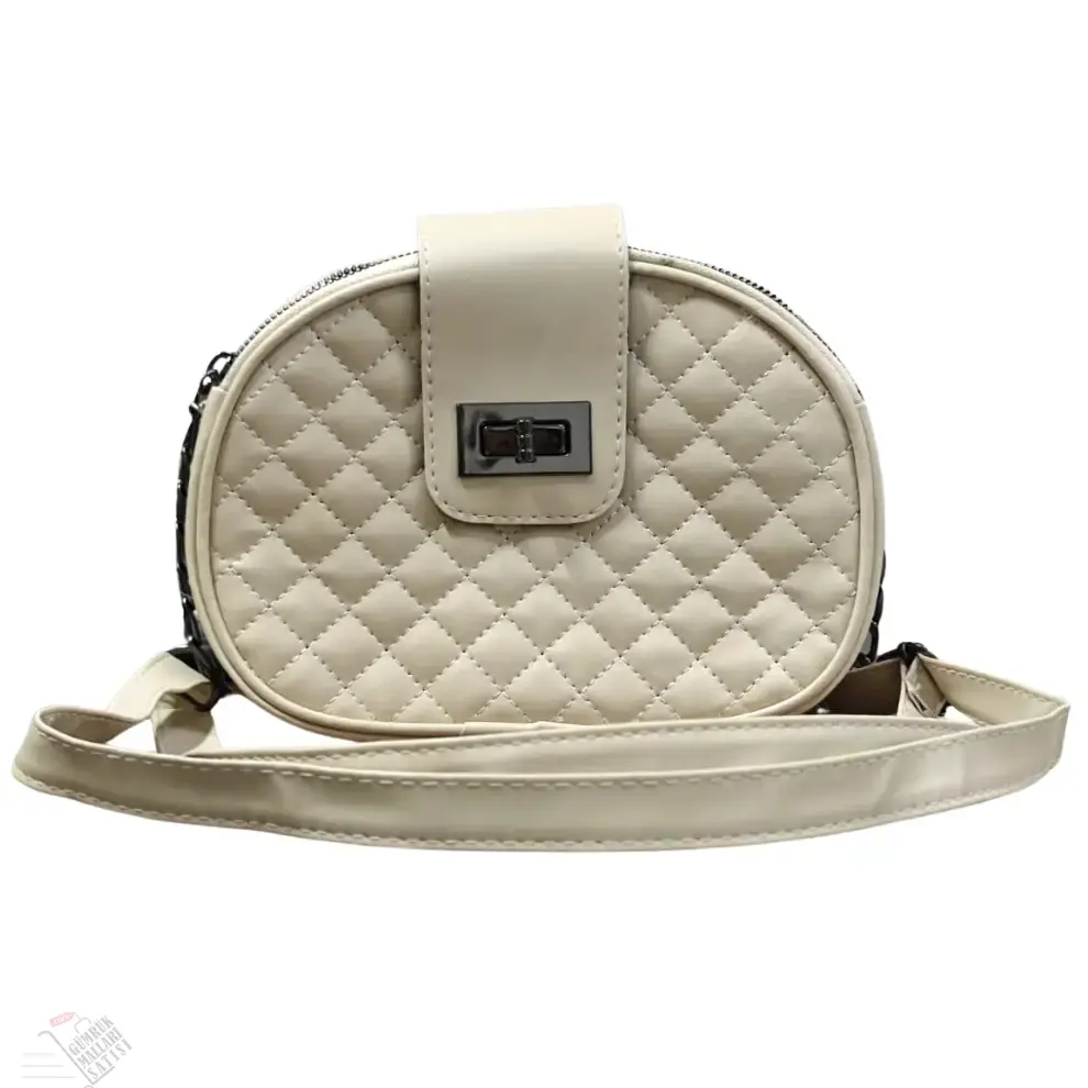 Kadın Kapitone Desenli Zincir Askılı Omuz Çantası Krem