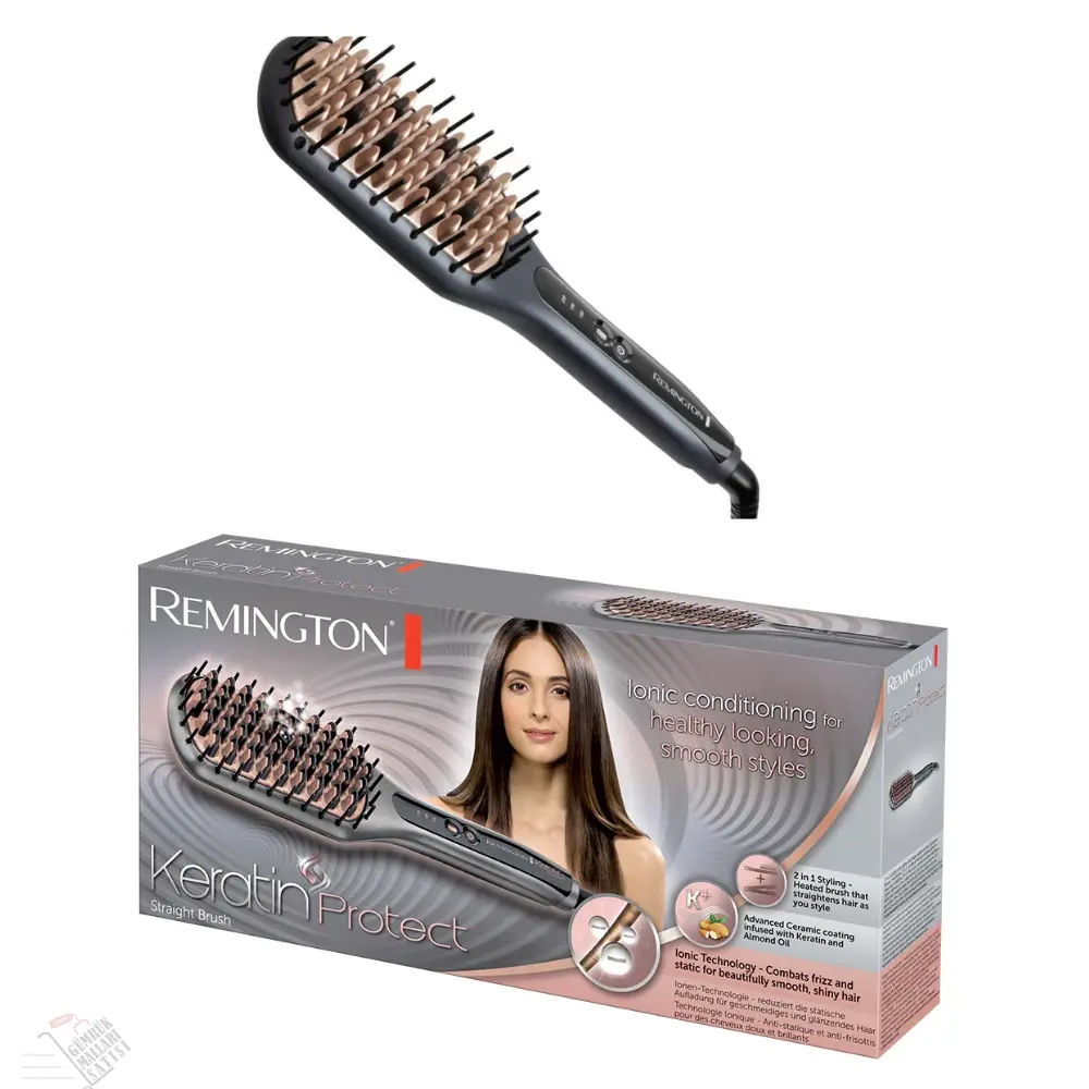 Remington Keratin Protect İyonik ve Keratin Bakımlı Isıtmalı Saç Düzleştirici Fırça