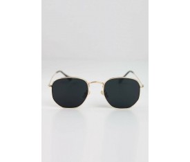 Gold Metal Çerçeveli Beşgen Unisex Güneş Gözlüğü