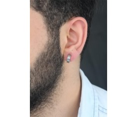 Kıstırmalı Çelik Erkek Gri Küpe 1 Çift