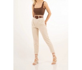 Skny Gabardin Kemerli Pantolon